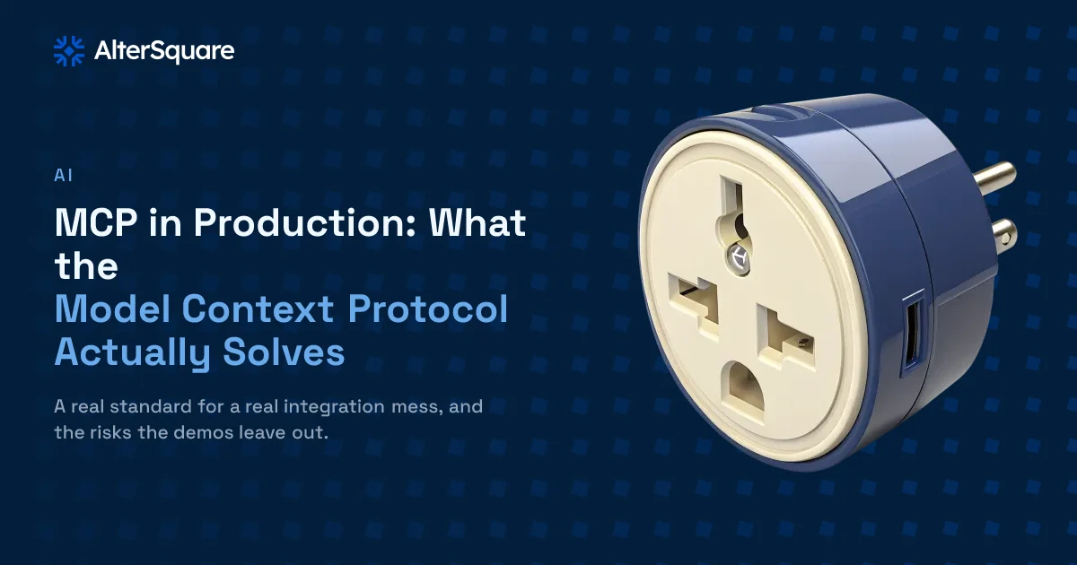 A single standard socket into which many differently shaped plugs connect, representing MCP as a universal adapter